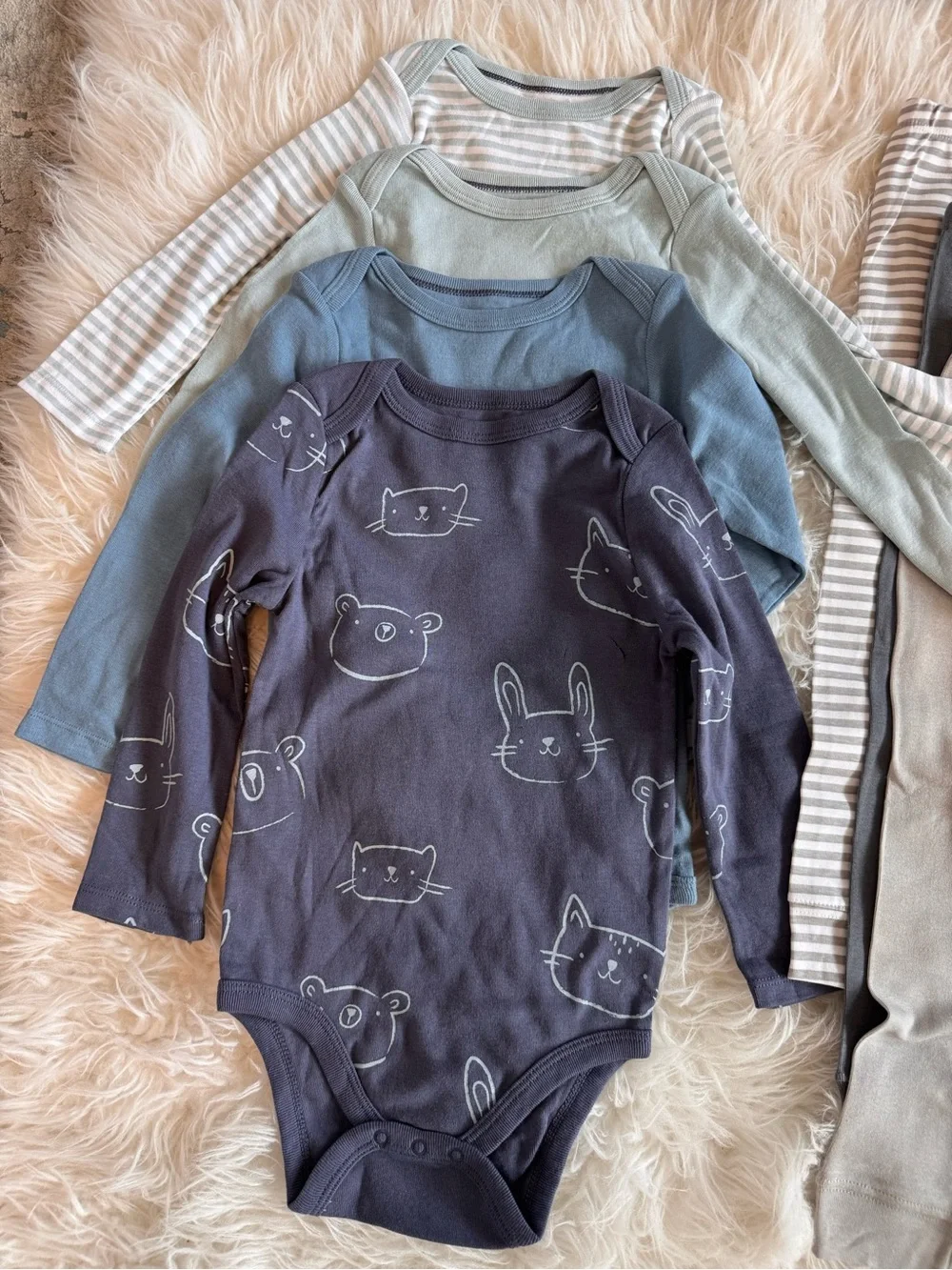 Baby Neutral Blue & Gray Bodysuits and Pants Set